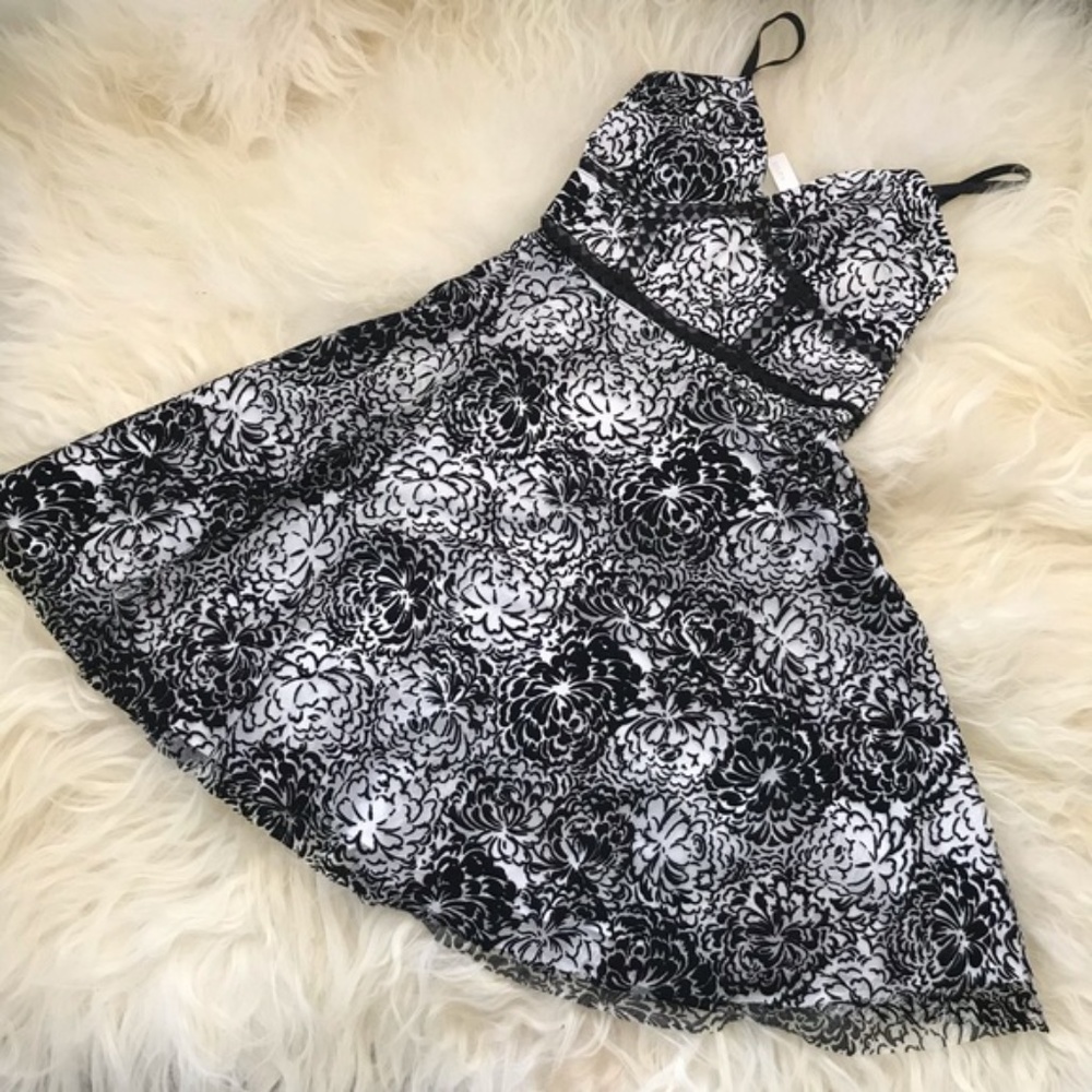 Aqua Flocked Floral Print Dress, S